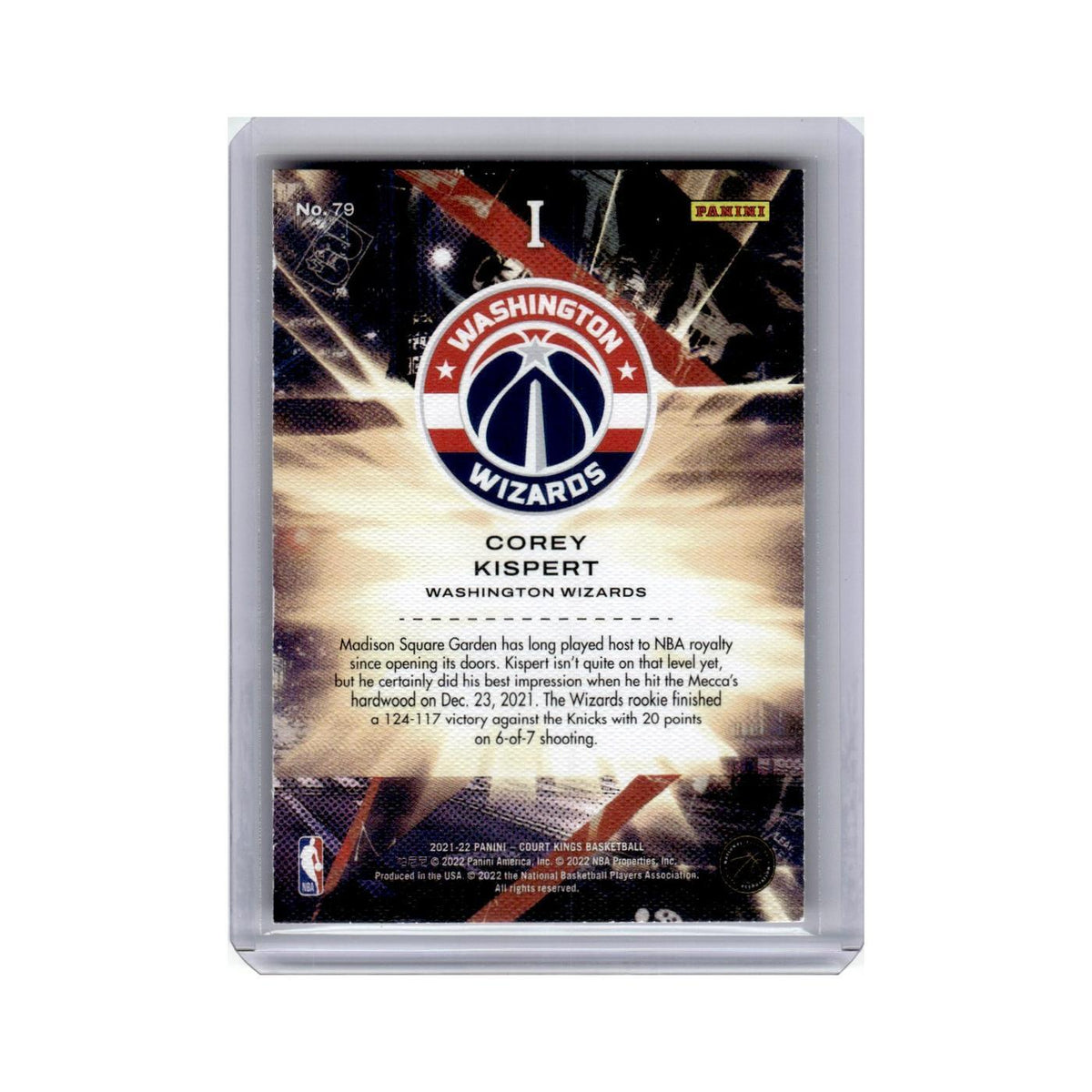 Corey Kispert Rookie 2021 Panini Court Kings #79 Washington Wizards NM