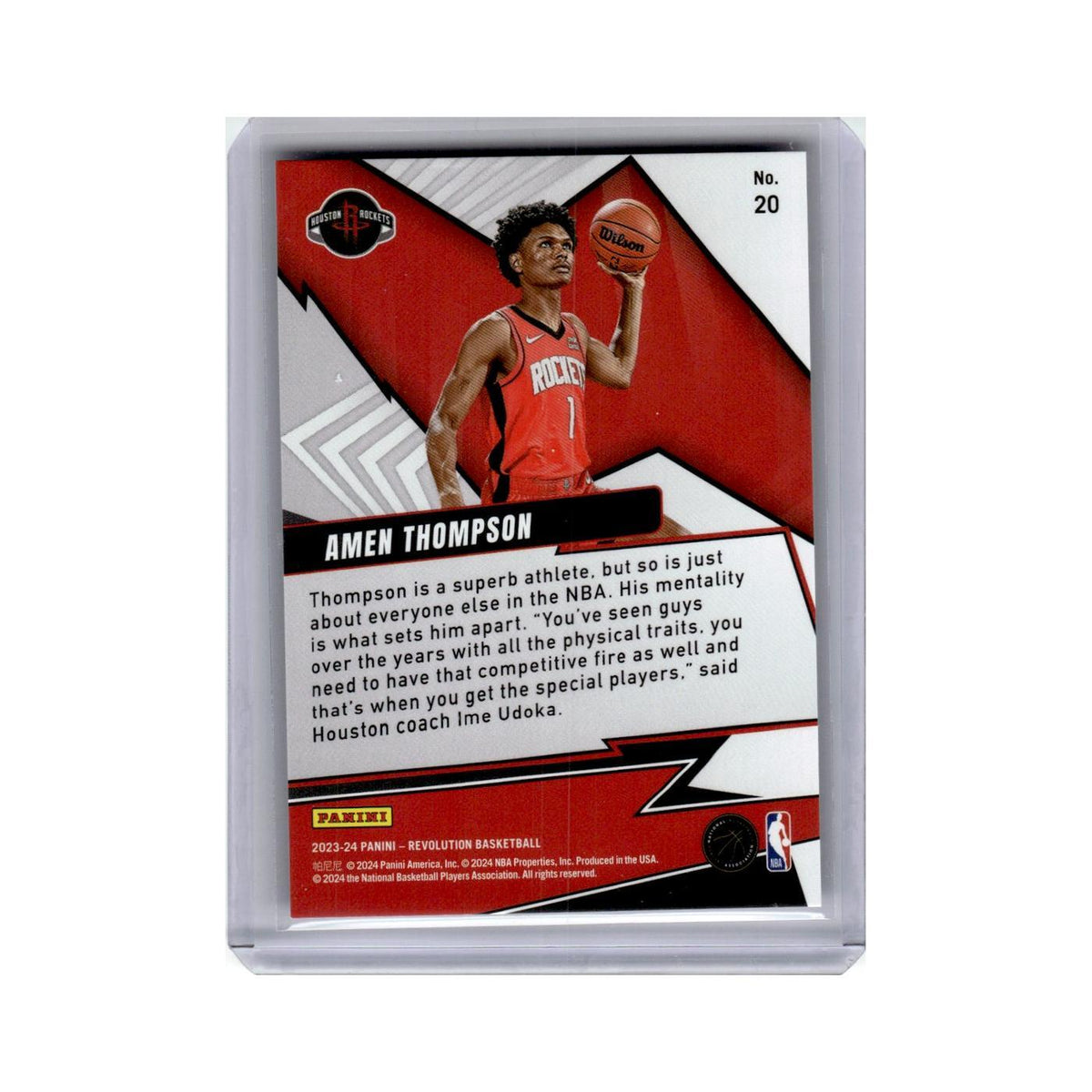 Amen Thompson Rookie 2023 Panini Revolution #20 Houston Rockets NM