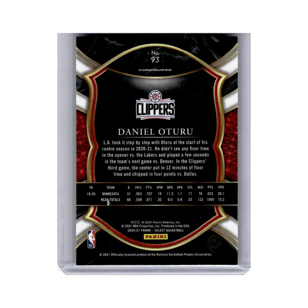 Daniel Oturu Rookie 2020 Panini Select #93 Los Angeles Clippers NM