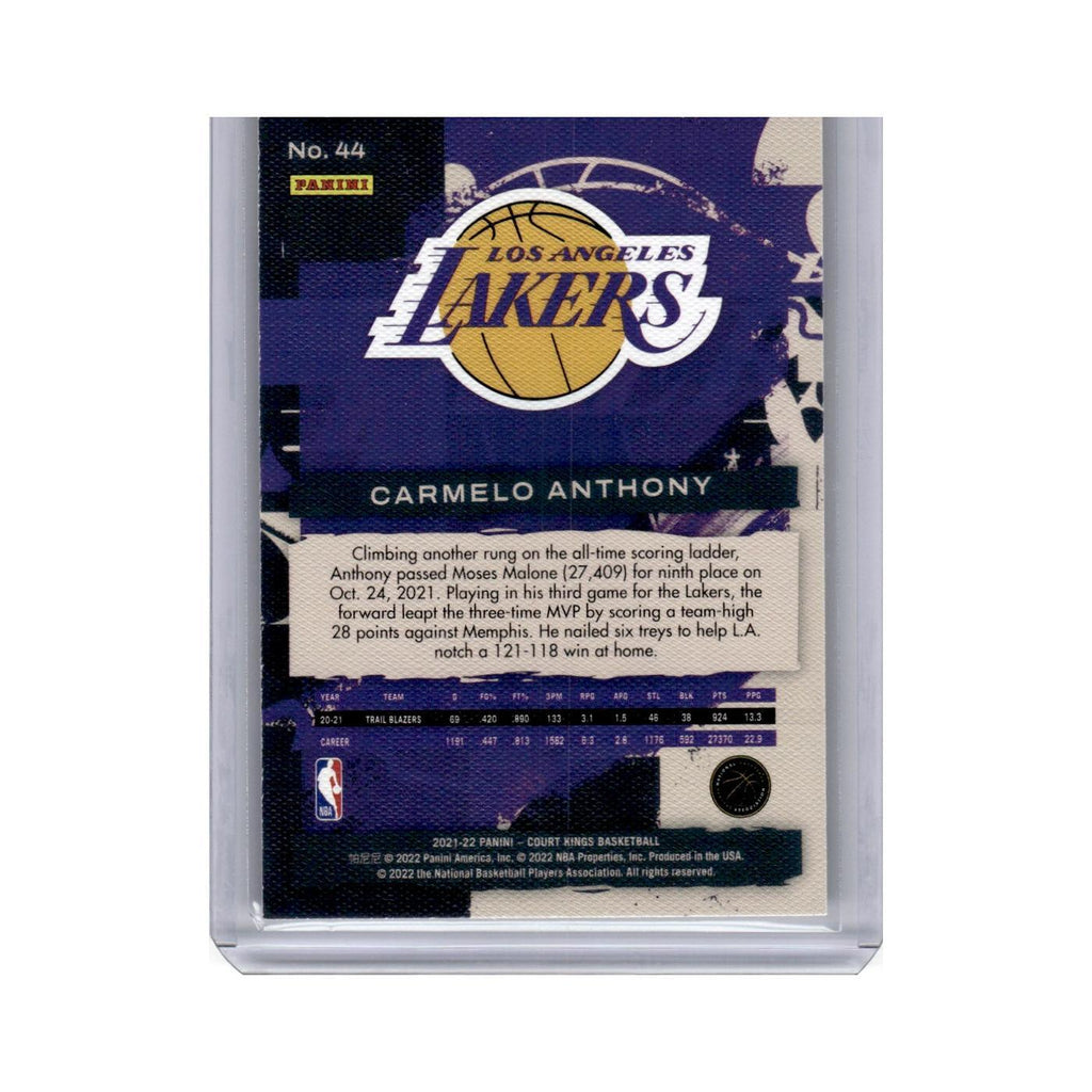 Carmelo Anthony 2021 Panini Court Kings #44 Los Angeles Lakers NM