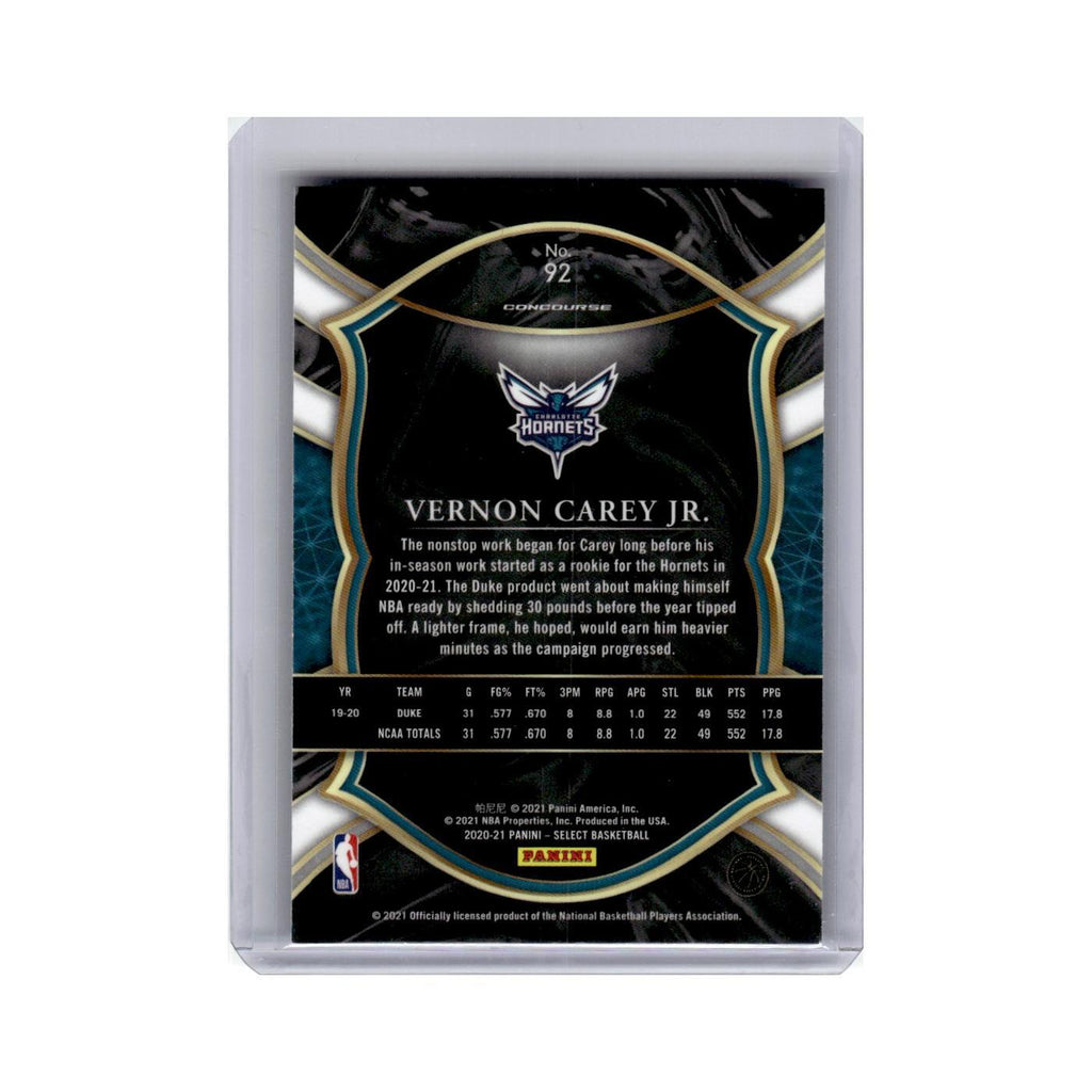 Vernon Carey Jr. Rookie 2020 Panini Select #92 Charlotte Hornets NM