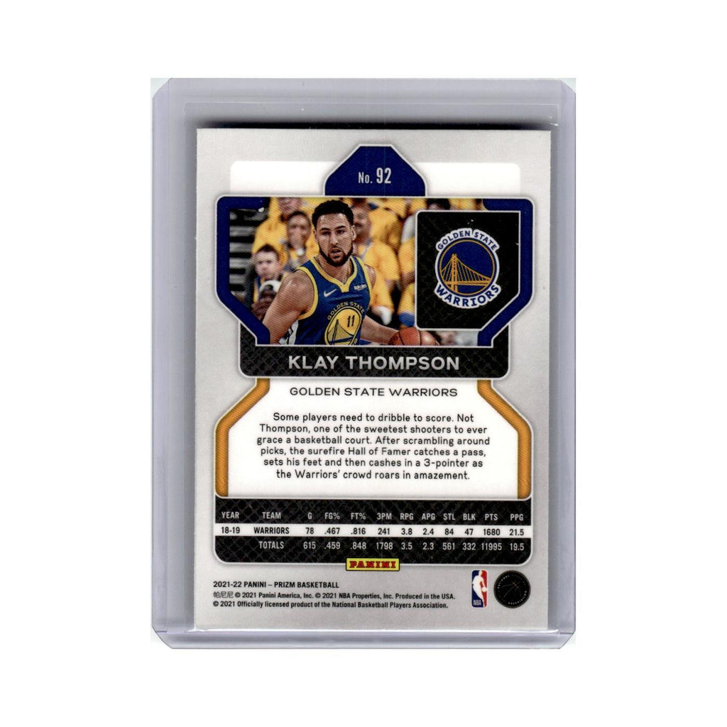 Klay Thompson 2021 Panini Prizm #92 Golden State Warriors Basketball Card NM