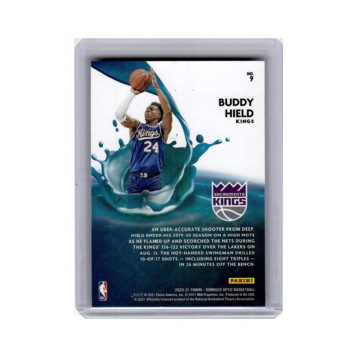 Buddy Hield 2020 Donruss Optic Splash #9 Sacramento Kings Basketball Card NM