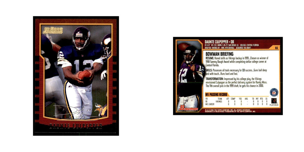 2000 Bowman Daunte Culpepper Football Cards #66