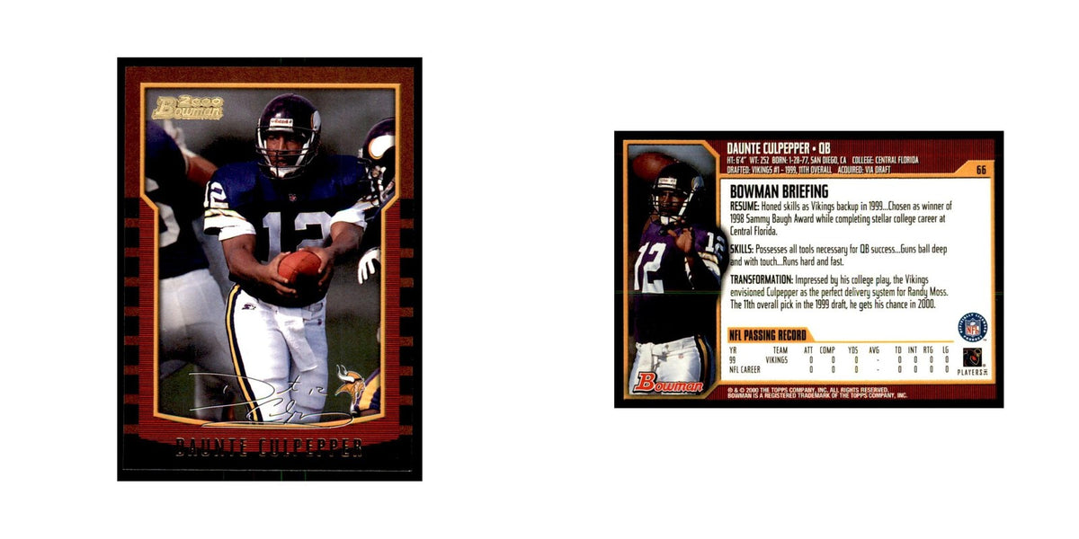 2000 Bowman Daunte Culpepper Football Cards #66