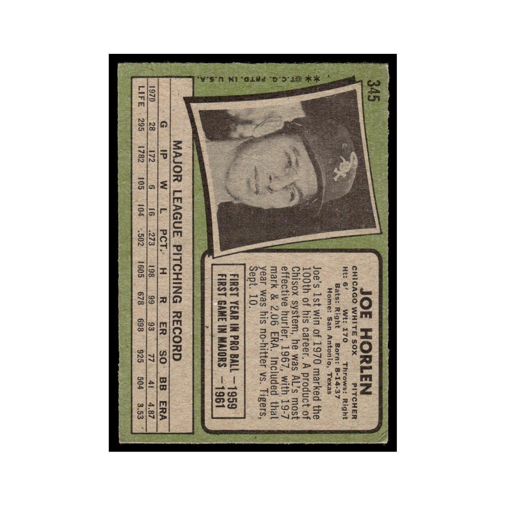 1971 Topps (Damaged) Joe Horlen White Sox #345
