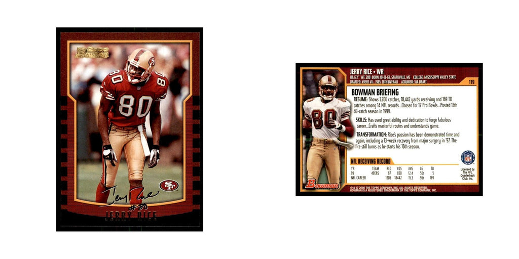 2000 Bowman Jerry Rice Football Cards #119
