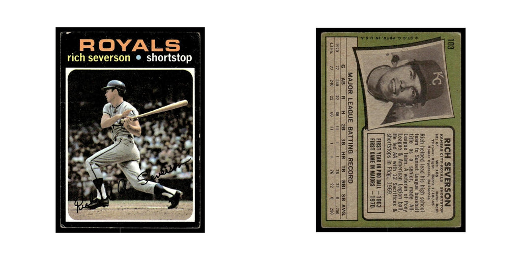 1971 Topps (Damaged) Rich Severson RC Royals #103