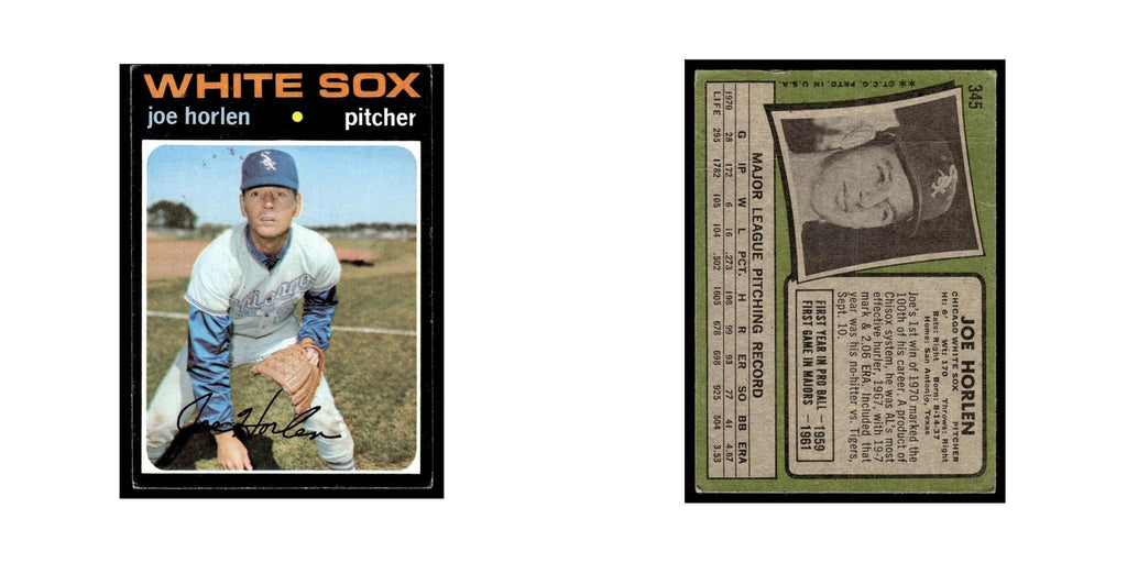 1971 Topps (Damaged) Joe Horlen White Sox #345