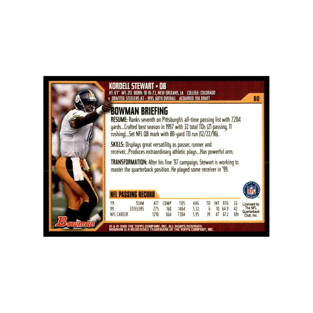 2000 Bowman Kordell Stewart Football Cards #80