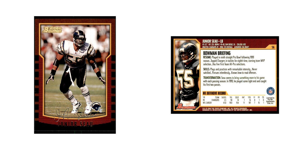 2000 Bowman Junior Seau Football Cards #56