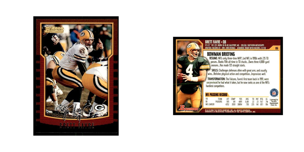 2000 Bowman Brett Favre Football Cards #86
