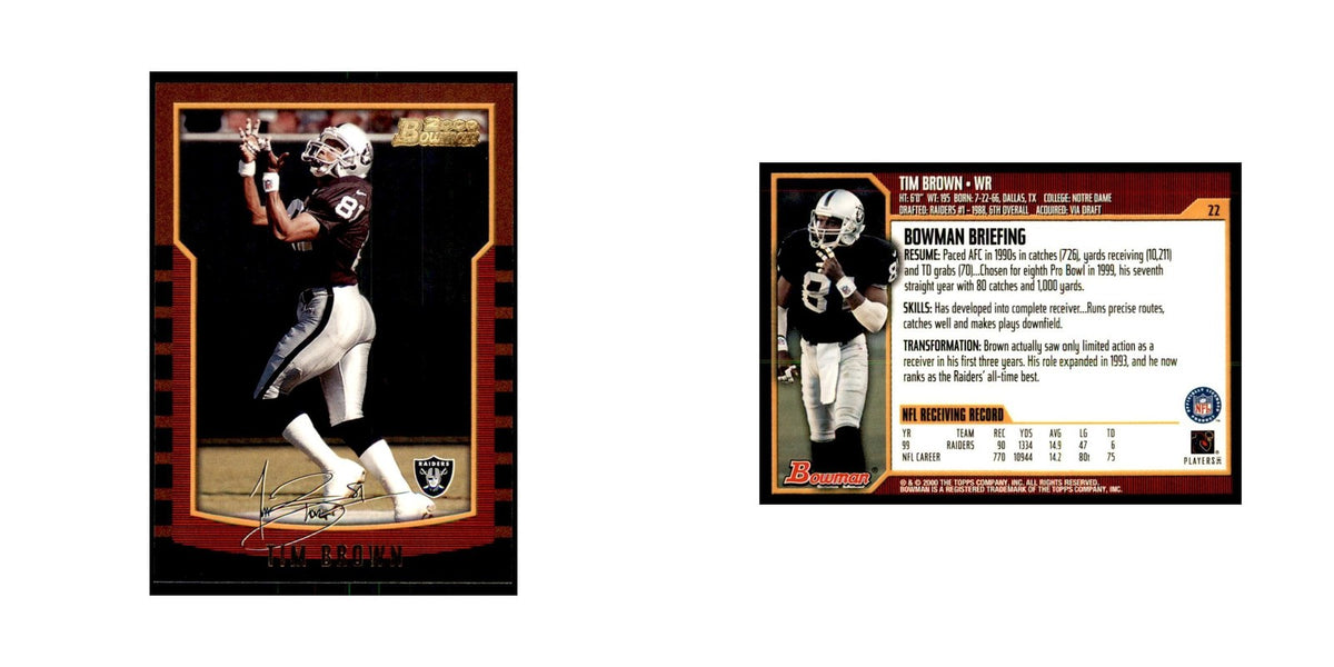 2000 Bowman Tim Brown Football Cards #22