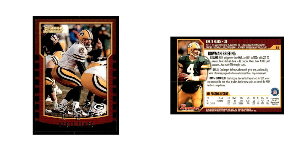 2000 Bowman Brett Favre Football Cards #86