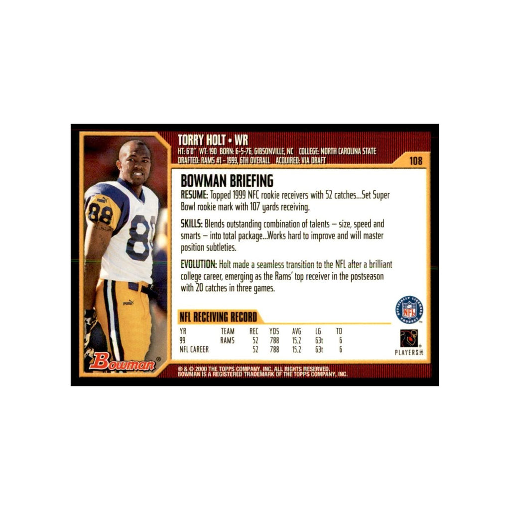2000 Bowman Torry Holt Football Cards #108