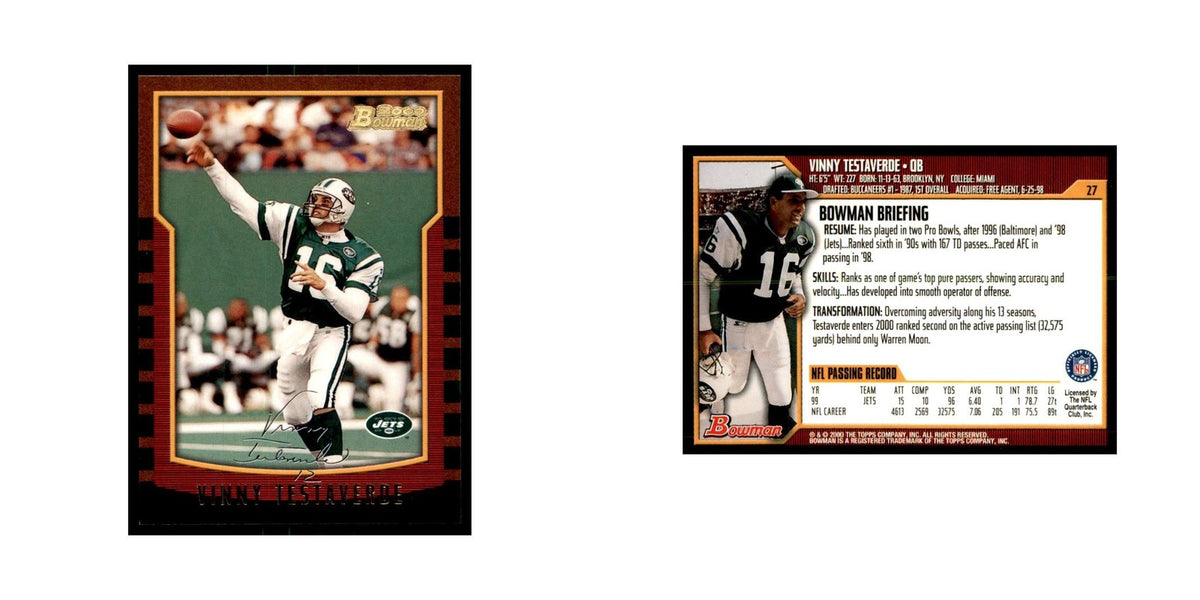 2000 Bowman Vinny Testaverde Football Cards #27