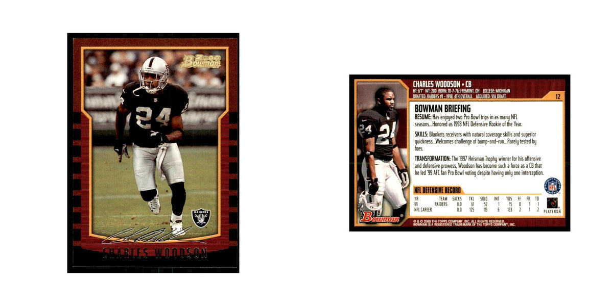 2000 Bowman Charles Woodson Football Cards #12