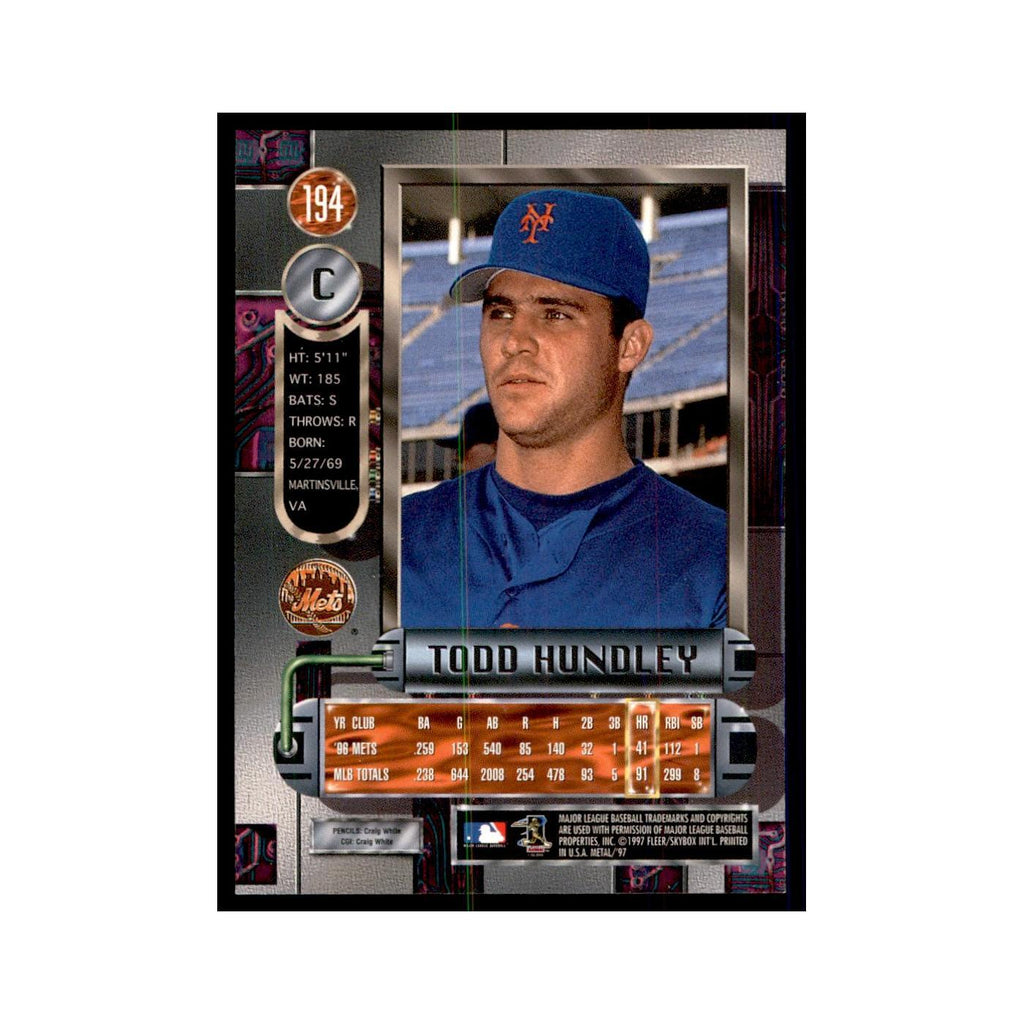 1997 Fleer Metal Universe Todd Hundley Baseball Cards #194