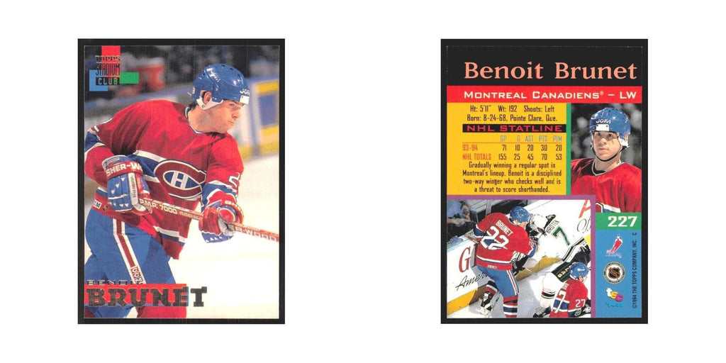 1994 Stadium Club Benoit Brunet Montreal Canadiens #227