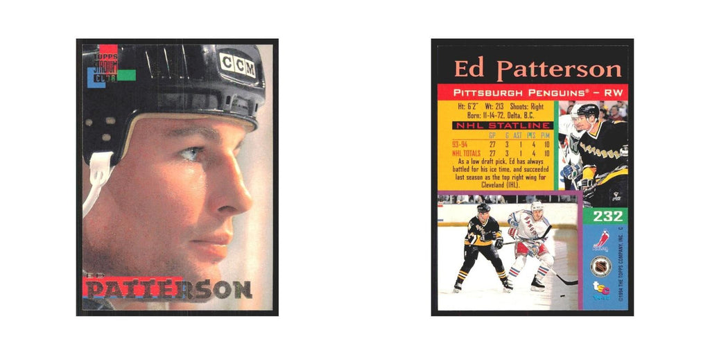 1994 Stadium Club Ed Patterson Pittsburgh Penguins #232
