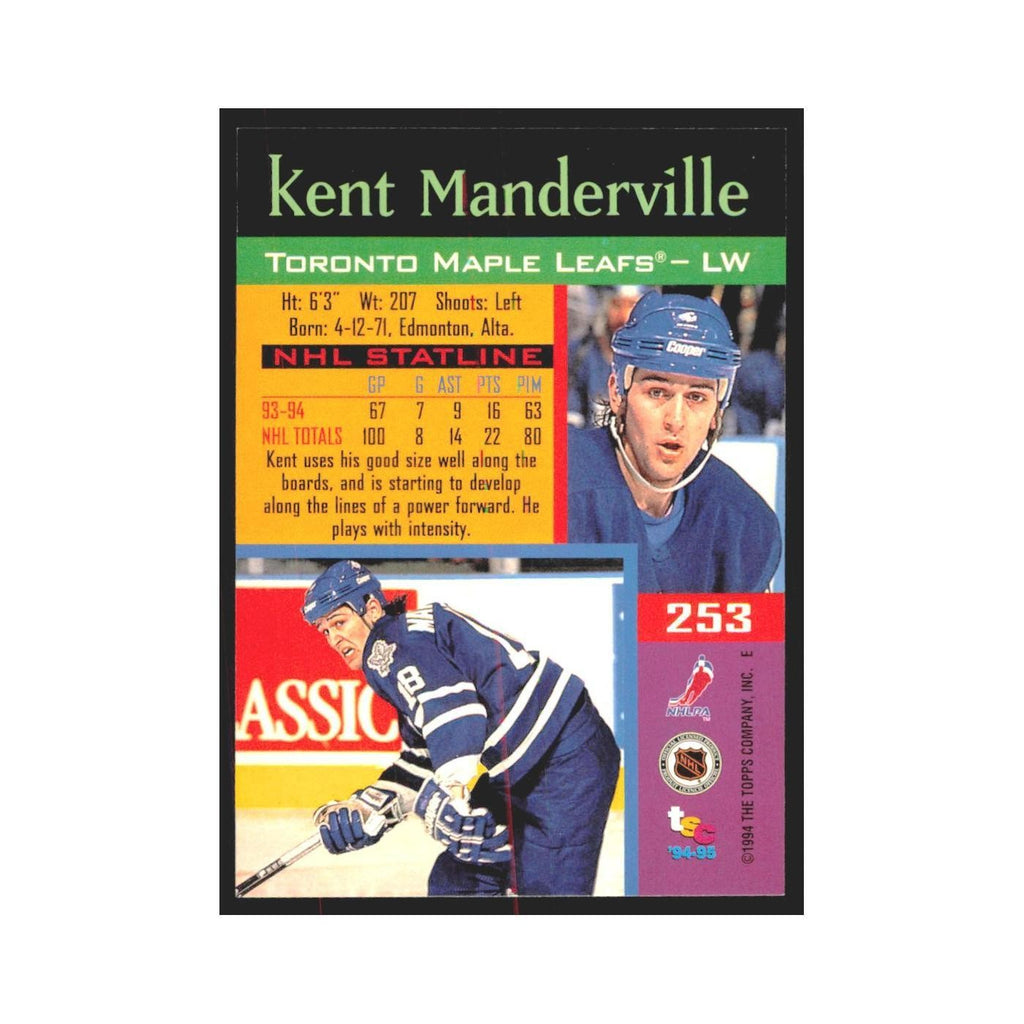 1994 Stadium Club Kent Manderville Toronto Maple Leafs #253