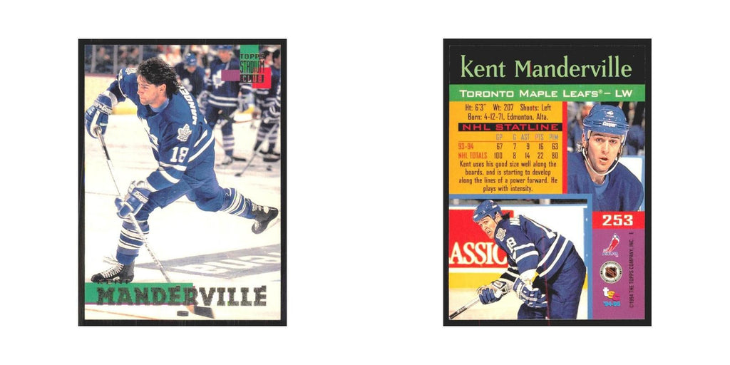 1994 Stadium Club Kent Manderville Toronto Maple Leafs #253