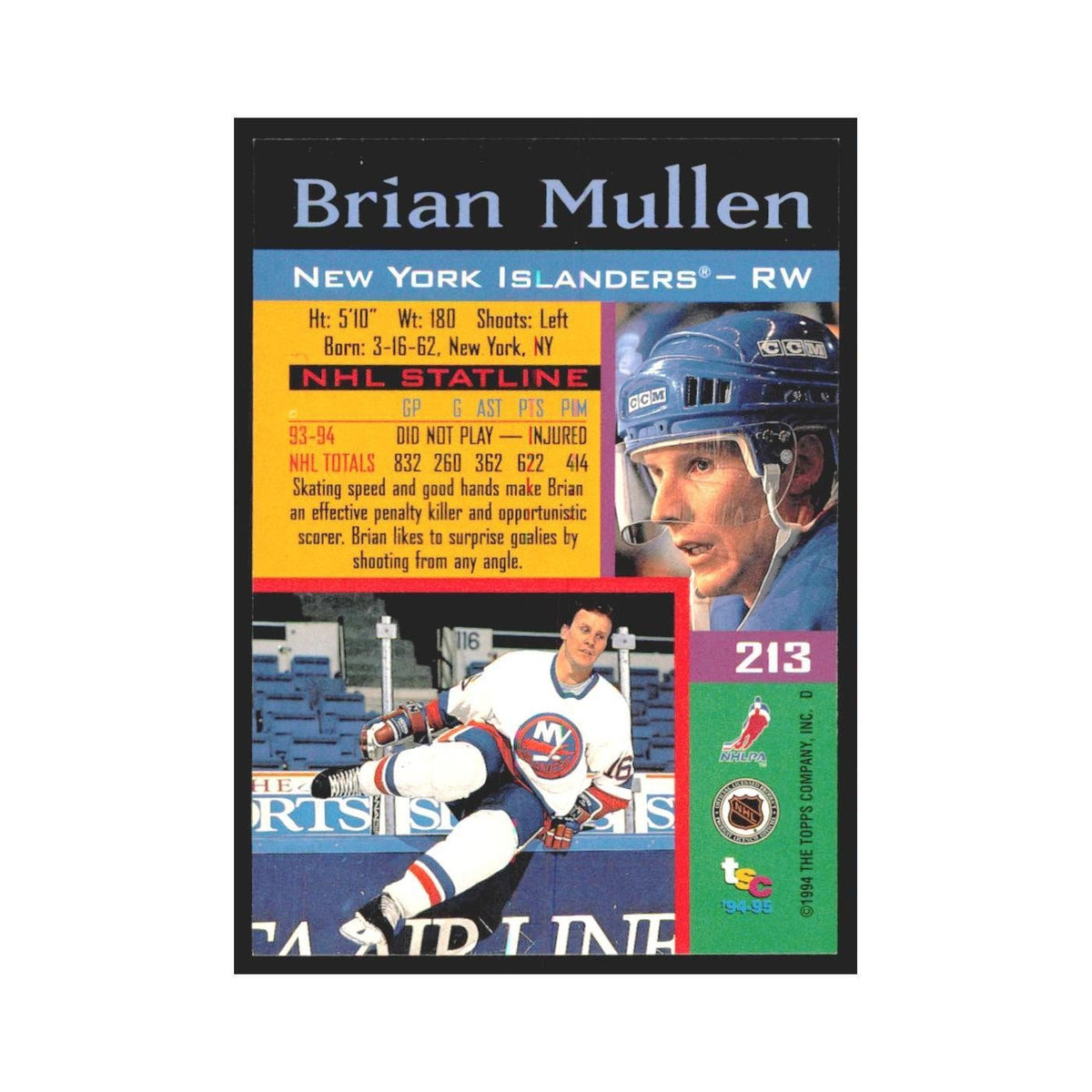 1994 Stadium Club Brian Mullen New York Islanders #213