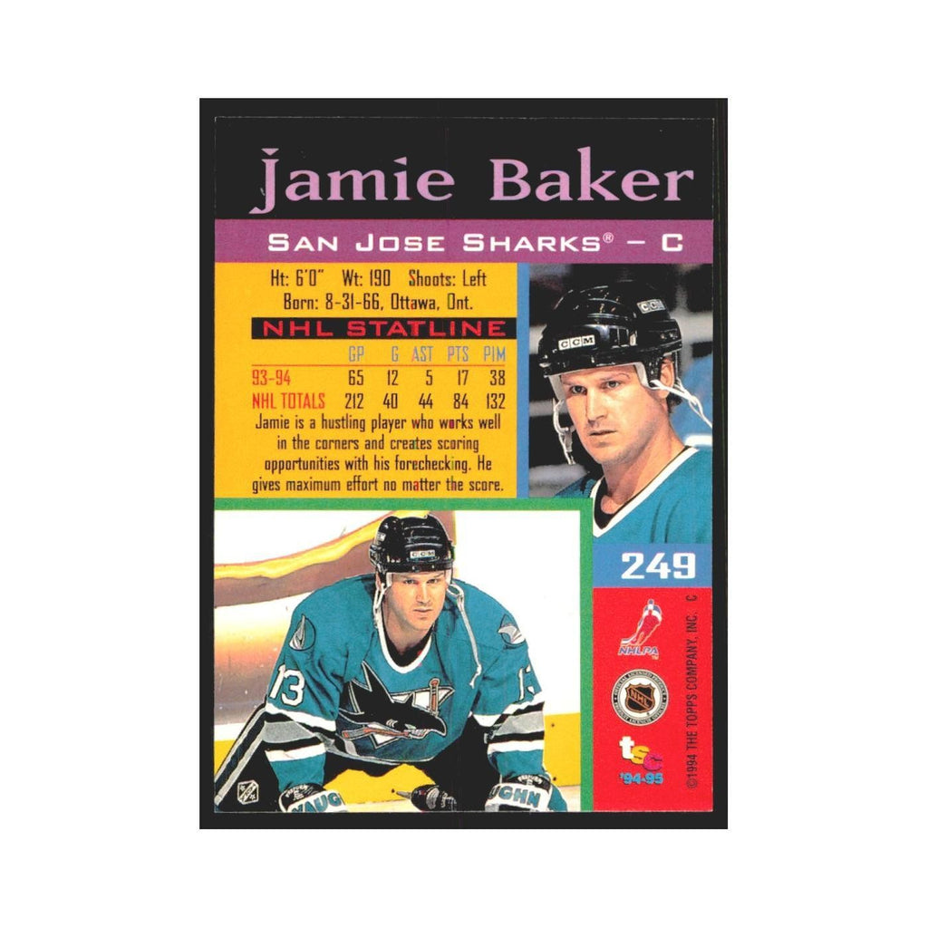 1994 Stadium Club Jamie Baker San Jose Sharks #249