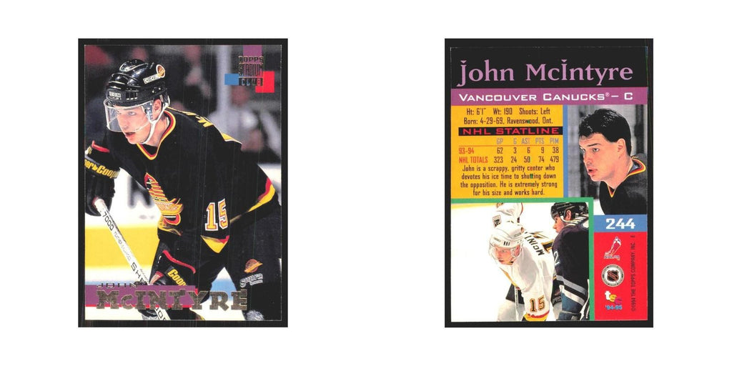 1994 Stadium Club John McIntyre Vancouver Canucks #244