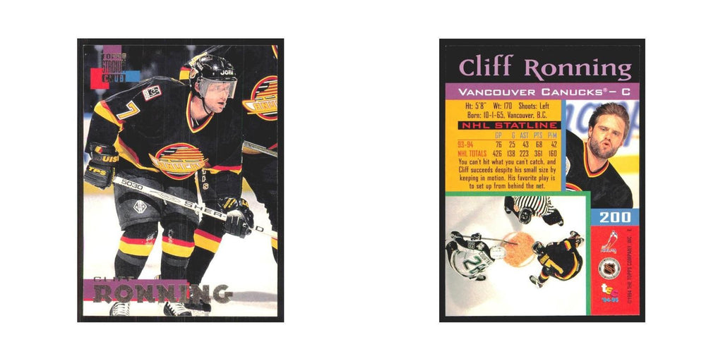 1994 Stadium Club Cliff Ronning Vancouver Canucks #200