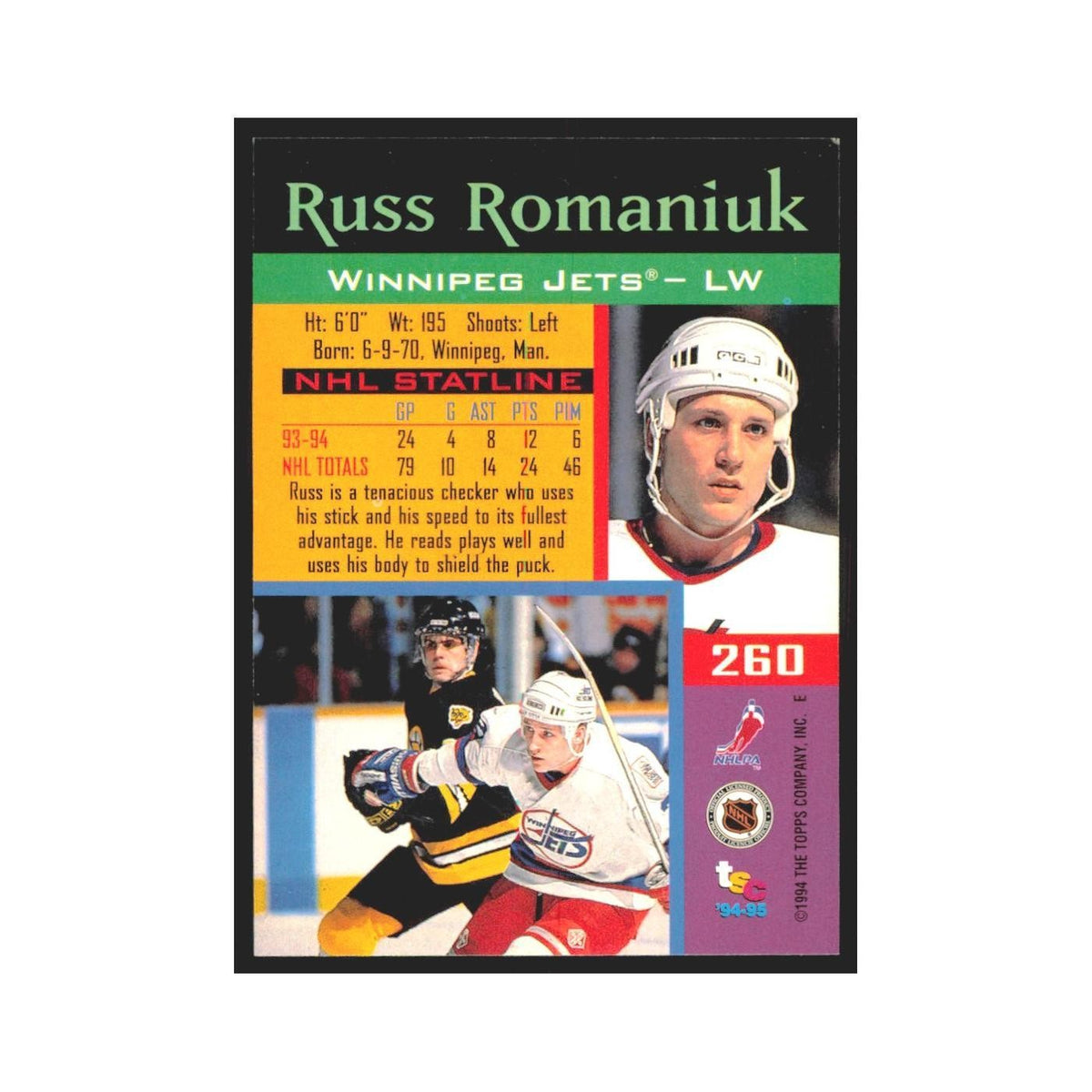 1994 Stadium Club Russ Romaniuk Winnipeg Jets #260