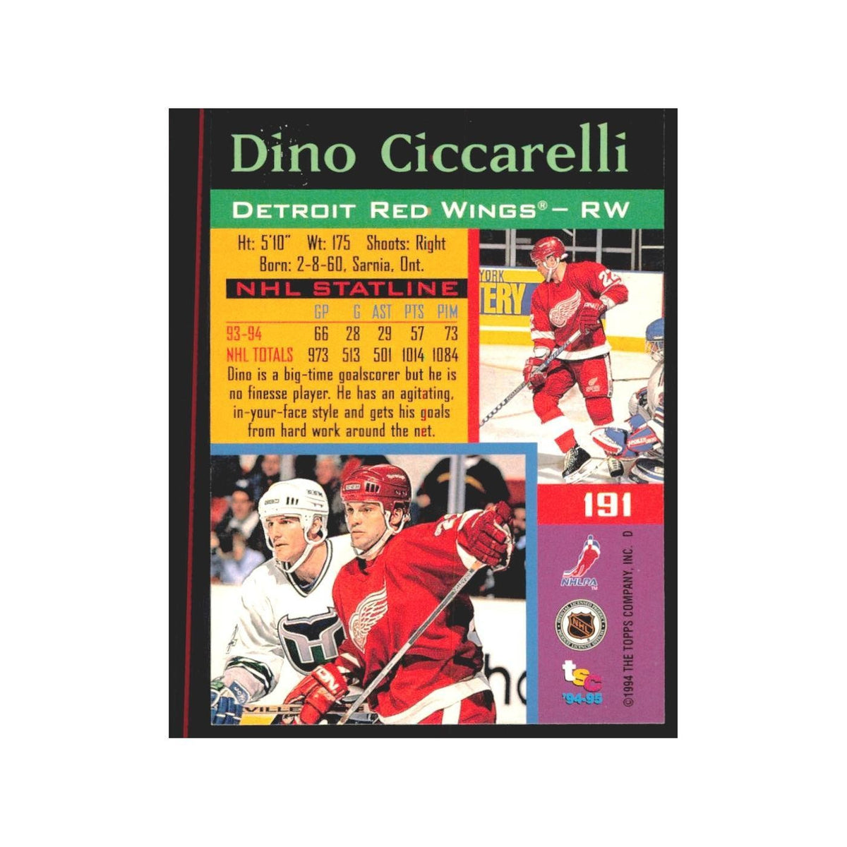 1994 Stadium Club Dino Ciccarelli Detroit Red Wings #191