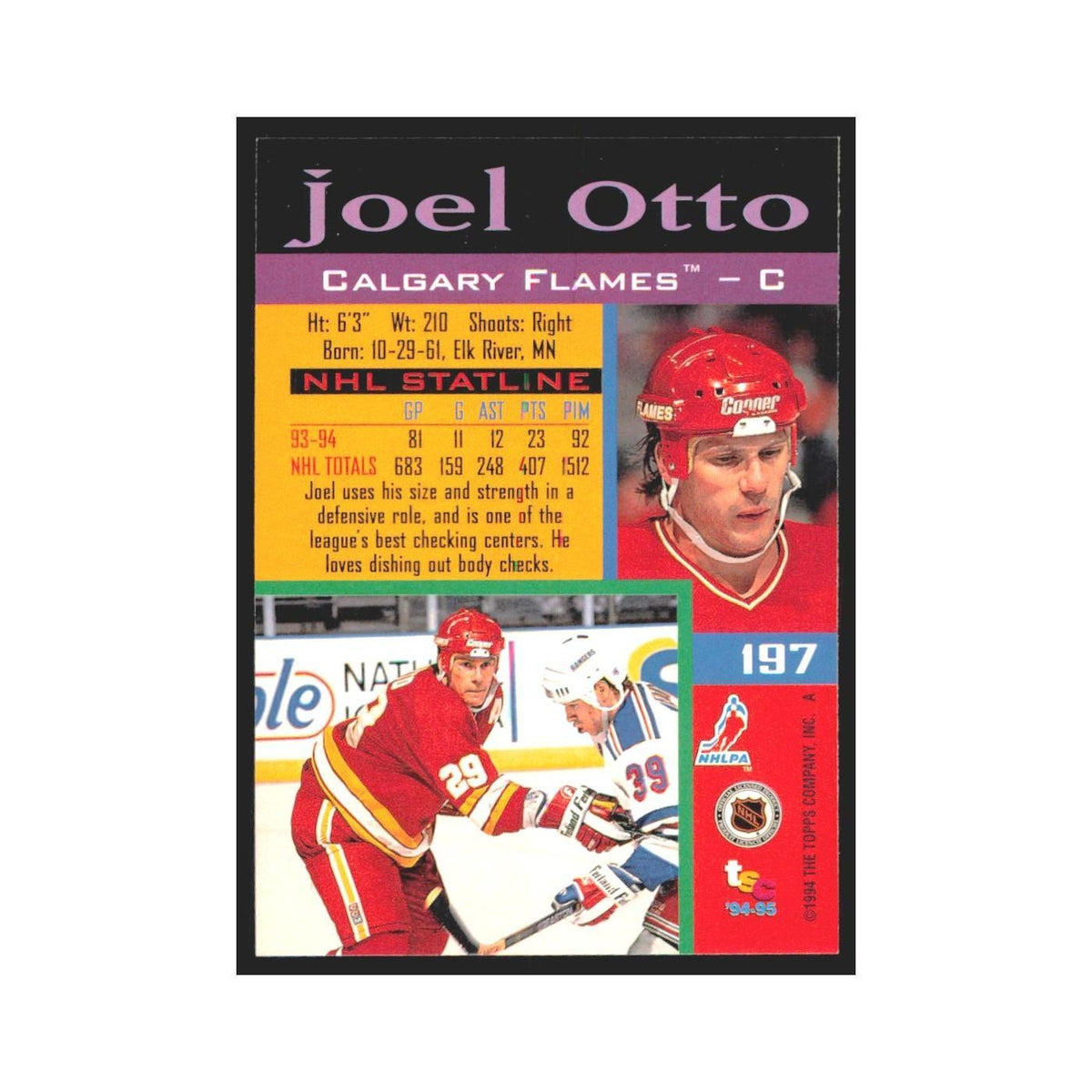 1994 Stadium Club Joel Otto Calgary Flames #197