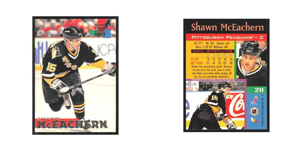 1994 Stadium Club Shawn McEachern Pittsburgh Penguins #211