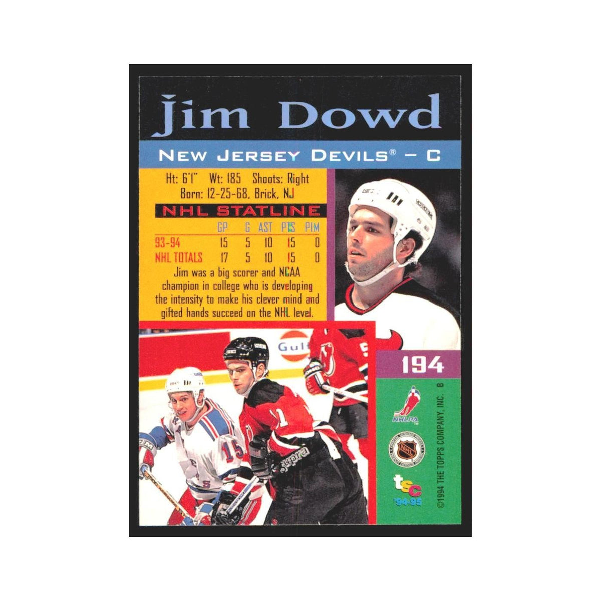 1994 Stadium Club Jim Dowd New Jersey Devils #194