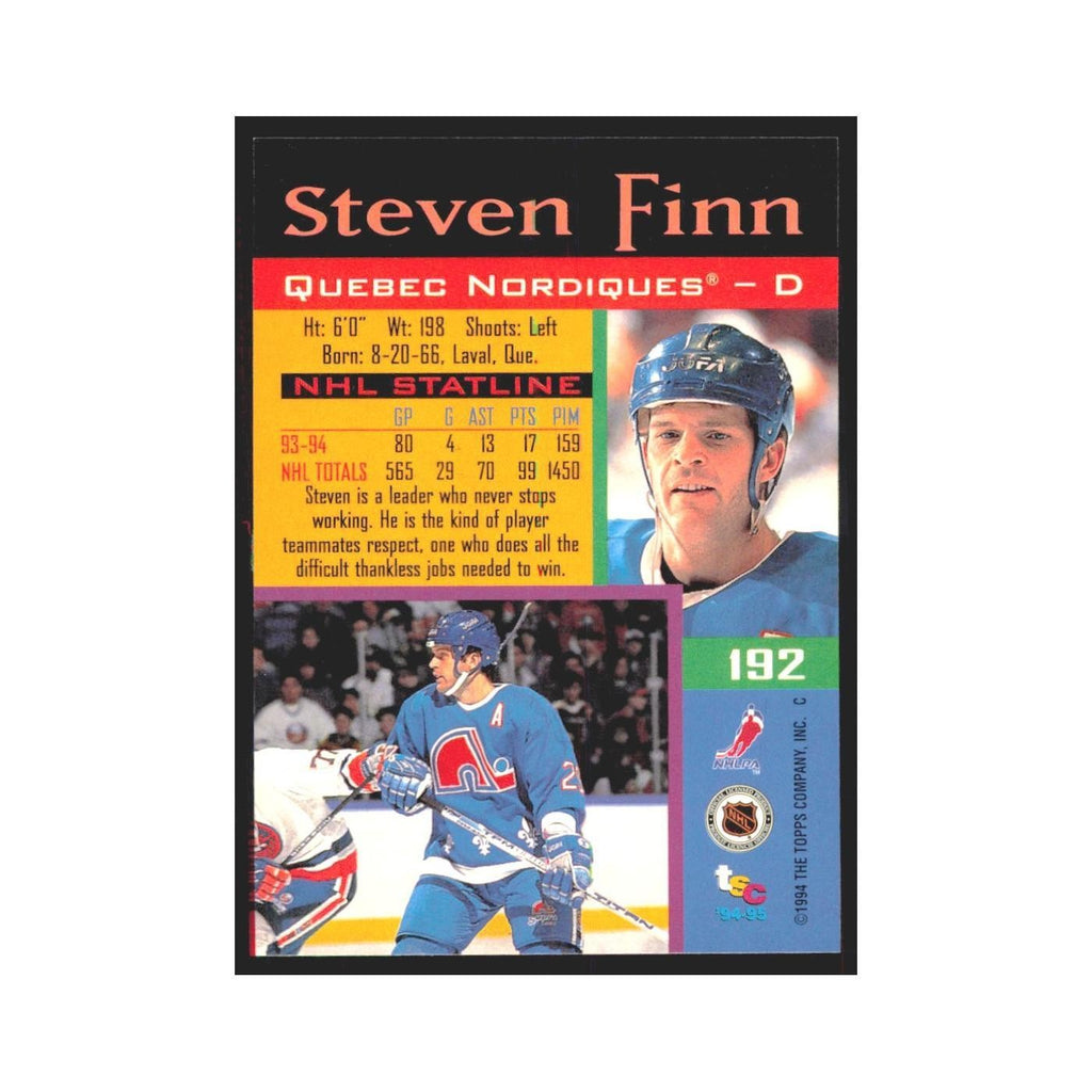 1994 Stadium Club Steven Finn Quebec Nordiques #192