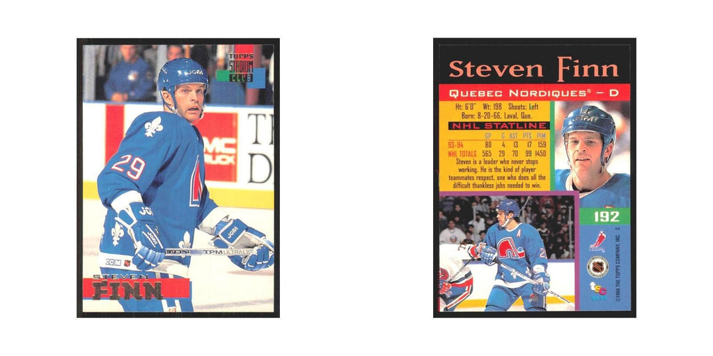 1994 Stadium Club Steven Finn Quebec Nordiques #192