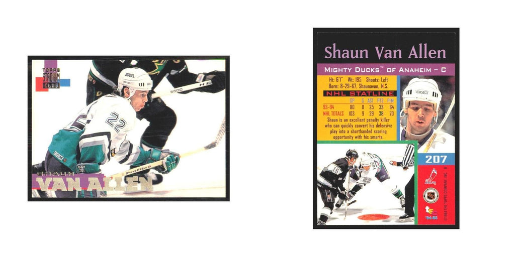 1994 Stadium Club Shaun Van Allen Anaheim Mighty Ducks #207