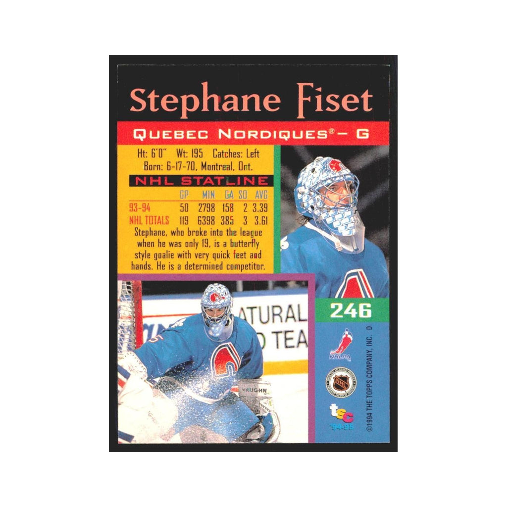 1994 Stadium Club Stephane Fiset Quebec Nordiques #246