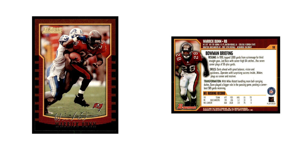2000 Bowman Warrick Dunn Football Cards #98.0