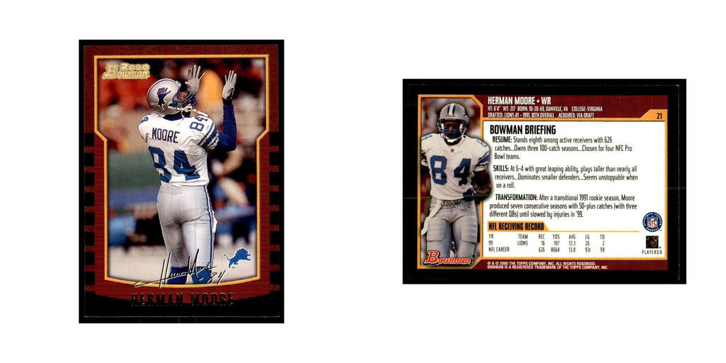 2000 Bowman Herman Moore Football Cards #21.0