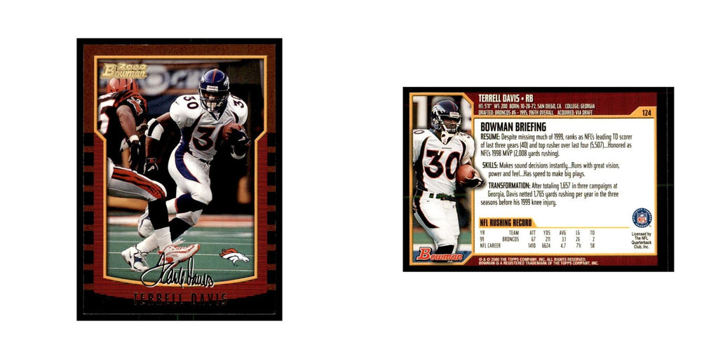 2000 Bowman Terrell Davis Football Cards #124.0