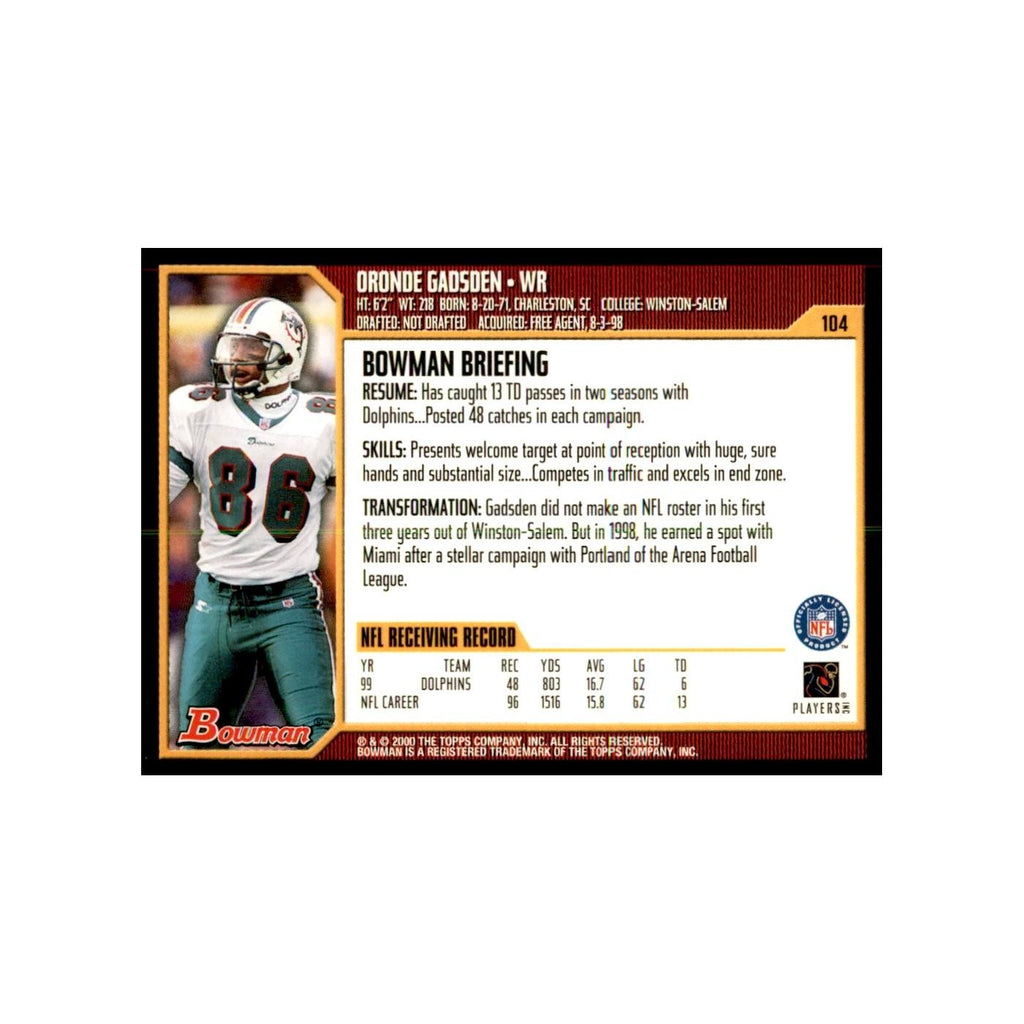 2000 Bowman Oronde Gadsden Football Cards #104.0