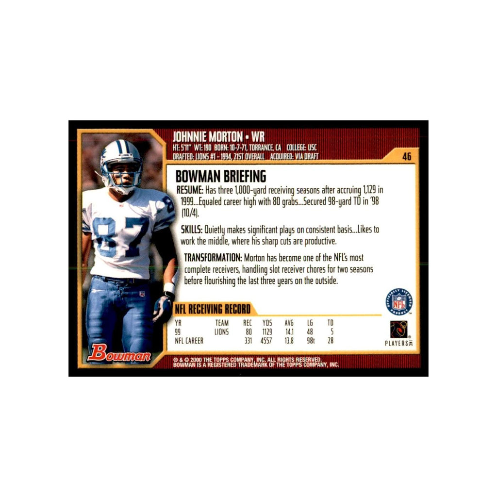 2000 Bowman Johnnie Morton Football Cards #46.0