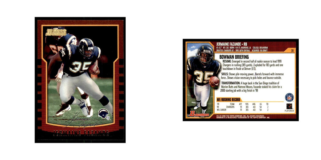 2000 Bowman Jermaine Fazande Football Cards #31.0