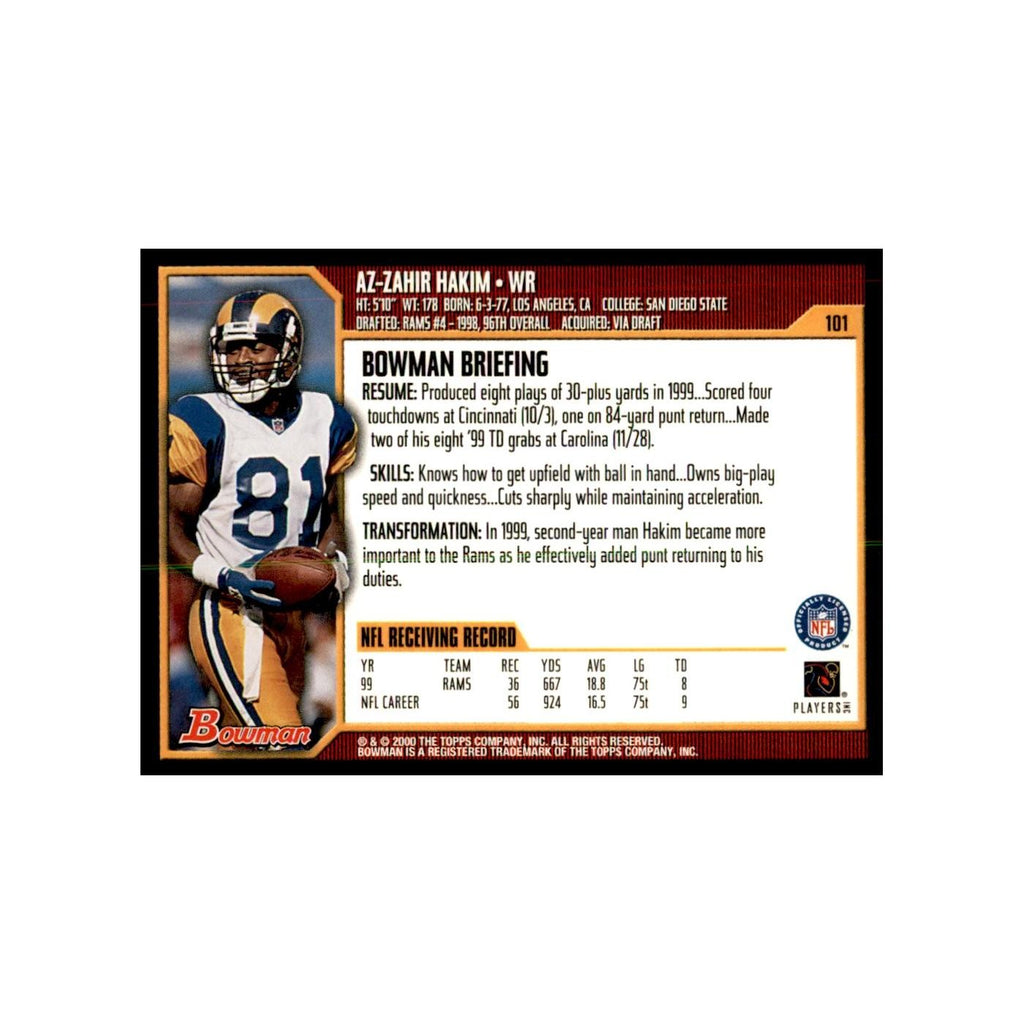 2000 Bowman Az-Zahir Hakim Football Cards #101.0