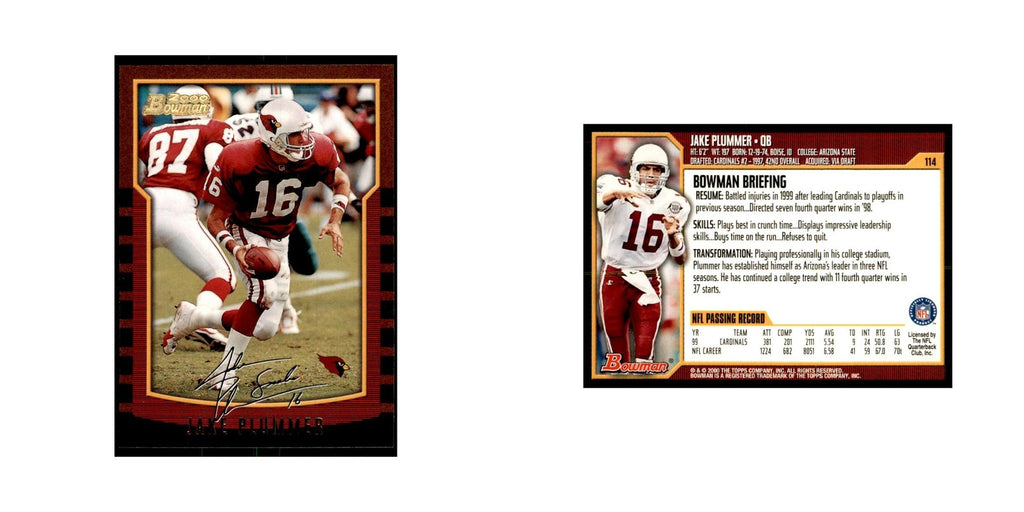 2000 Bowman Jake Plummer Football Cards #114.0