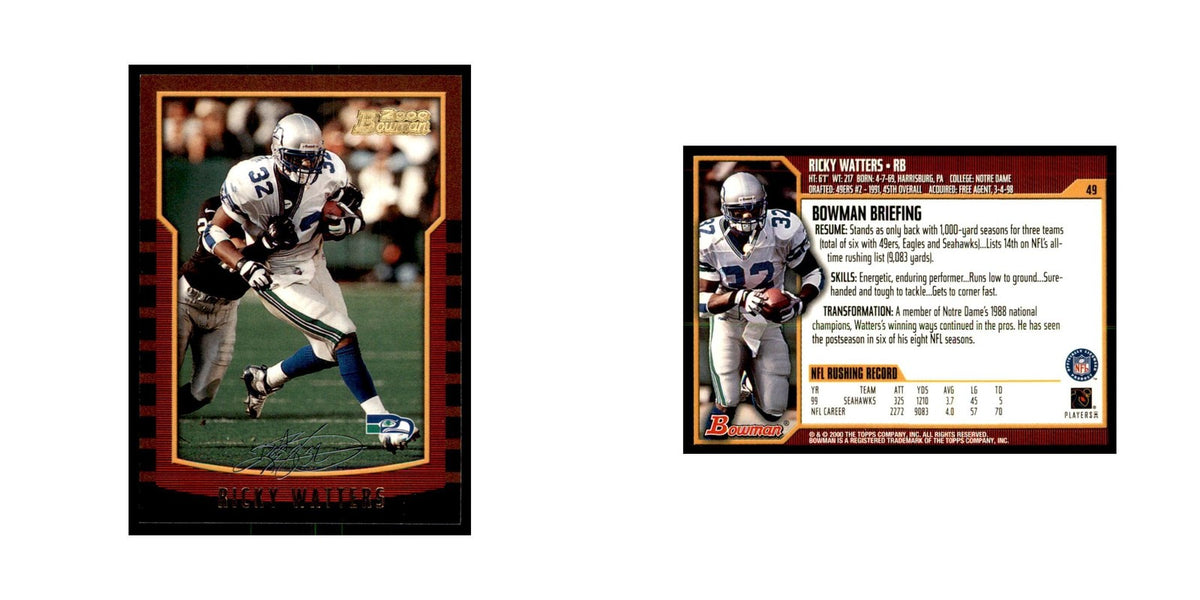 2000 Bowman Ricky Watters Football Cards #49.0
