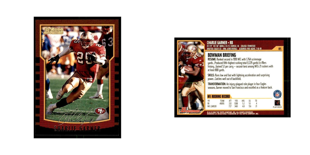 2000 Bowman Charlie Garner Football Cards #85.0