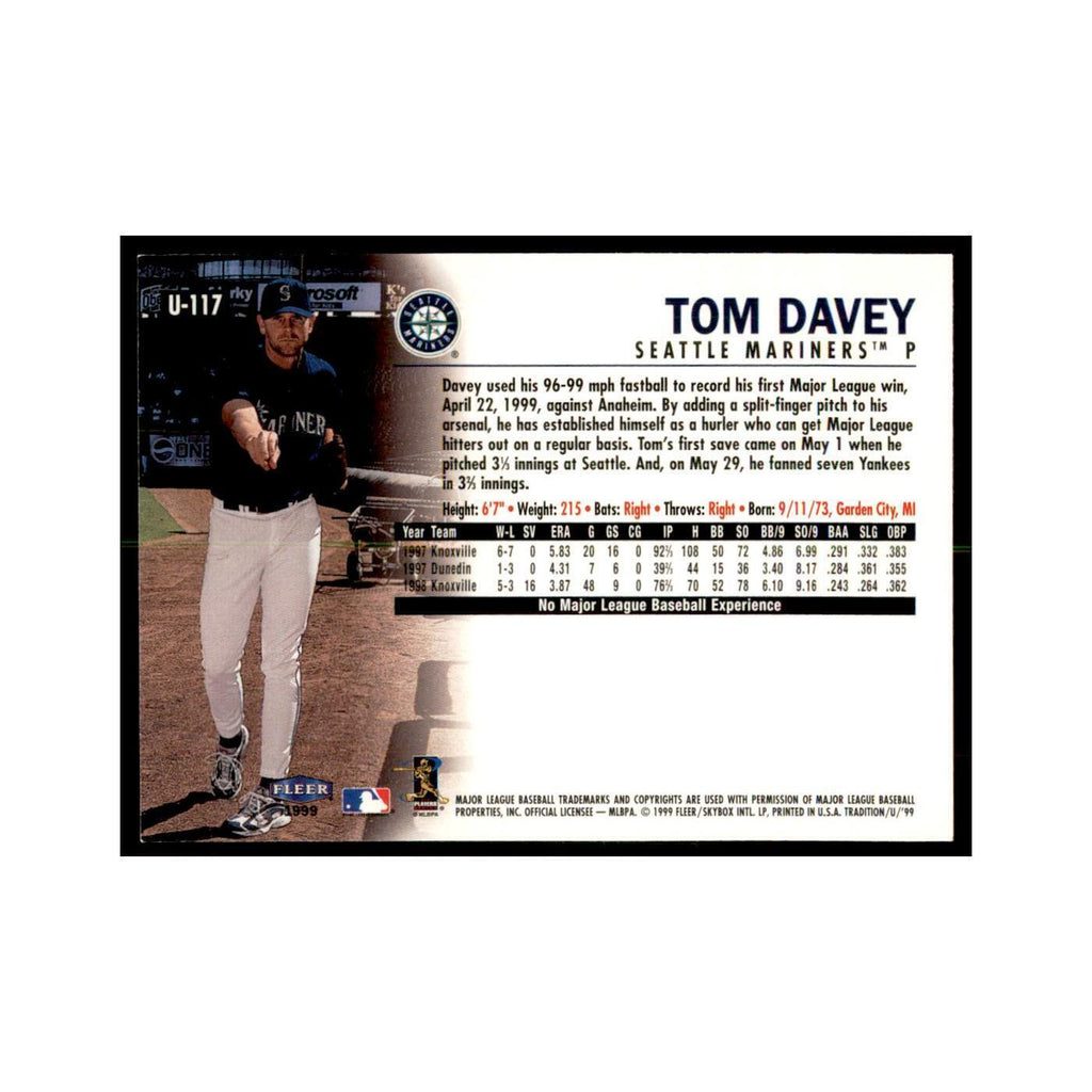 1999 Fleer Tradition Update Tom Davey Baseball Cards #U-117